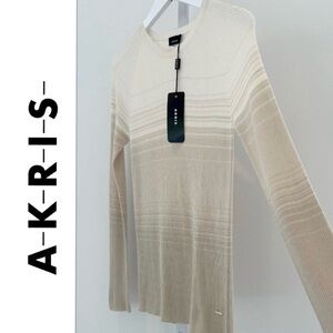 Akris Beige Gradient ECRU lightweight cashmere silk sweater
